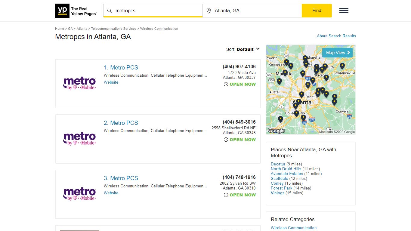 Metropcs Locations & Hours Near Atlanta, GA - YP.com - Yellow Pages