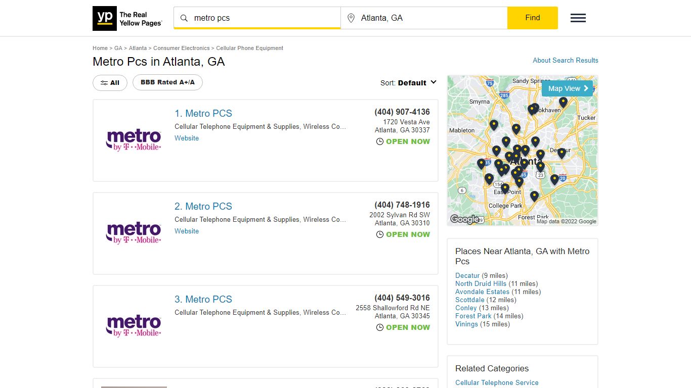Metro Pcs Locations & Hours Near Atlanta, GA - YP.com